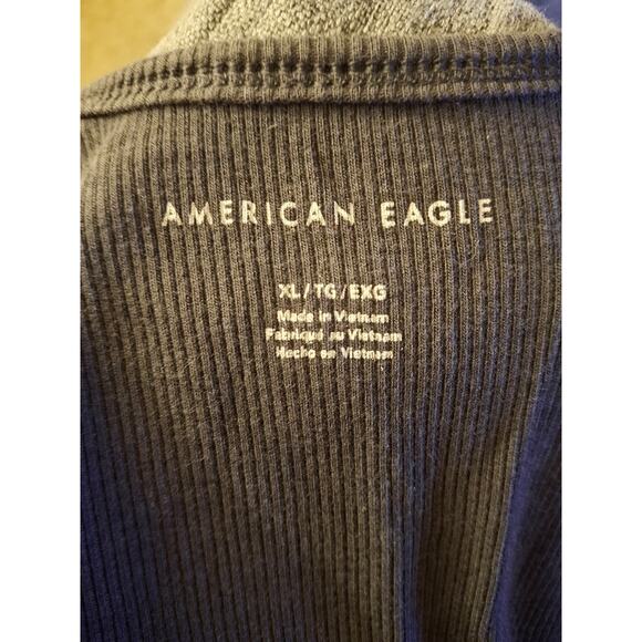 American Eagle Ribbed Henley Crop Lettuce Hem Tank Top Size XL - Picture 3 of 6